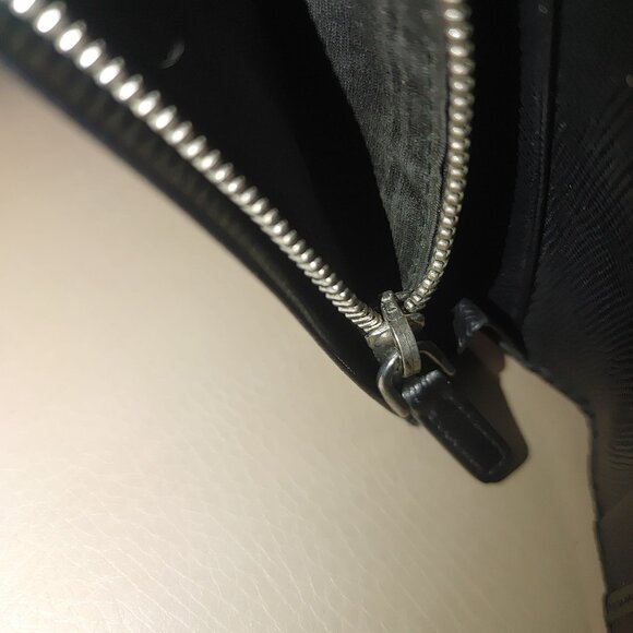 Prada Wallet Milano Black Leather Vinyl Long Metal Zipper Card Slots Pockets - Picture 13 of 15